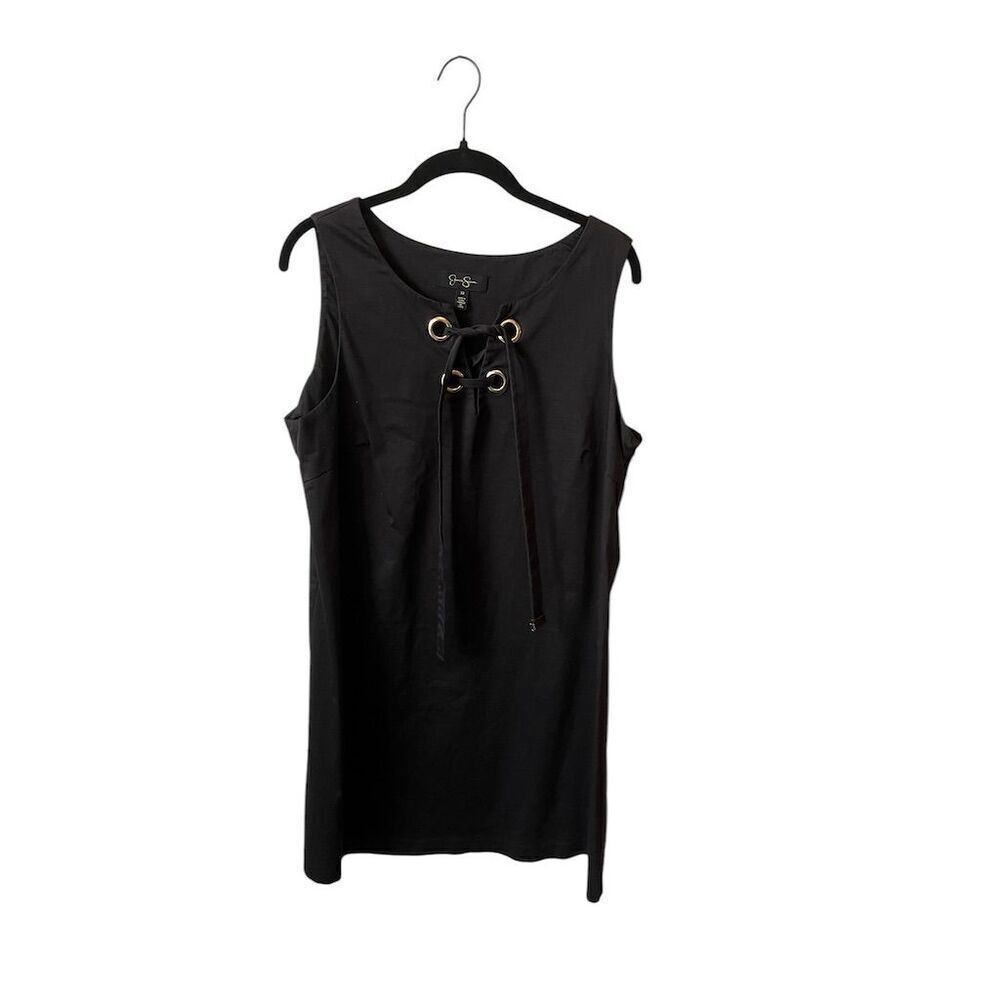 Jessica Simpson Black Lace-Up Neck Sleeveless Knee Length Dress M - Picture 1 of 3
